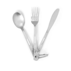 Zestaw Sztućców Turystycznych 3w1 Nóż Widelec Łyżka Karabińczyk Fjord Nansen BRANN Cutlery Set